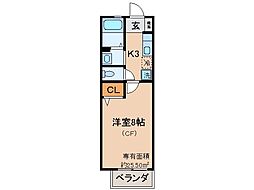 フローラル・アンリ 1Kの間取図画像