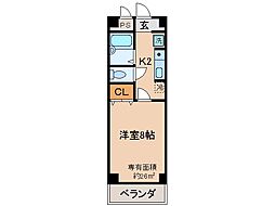 セントラル槇島 1Kの間取図画像