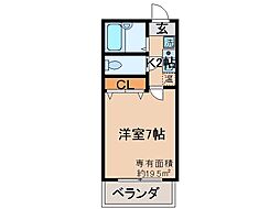 エクセレントハイム 1Kの間取図画像