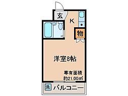 フォレスト山科 1Kの間取図画像