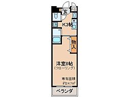 レジデンス小倉 1Kの間取図画像