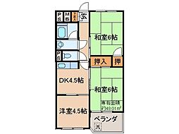 プルーリオン勧修寺 3DKの間取図画像