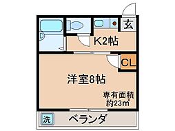 ヴェニルフエルテ ワンルームの間取図画像