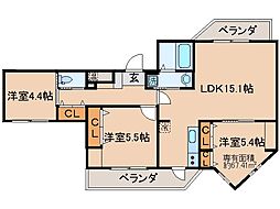 パークヒルズオオヤケヴィラ4 3LDKの間取図画像