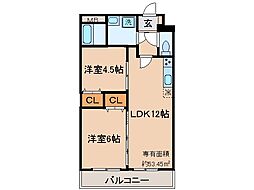 第2長栄マンション 2LDKの間取図画像