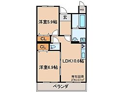 サン・グリーン・ハウス 2LDKの間取図画像