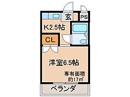 カーサ桃山 1Kの間取図画像