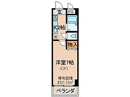 ツインズスクエアイースト 1Kの間取図画像