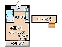 ウインライフ淀 1Kの間取図画像
