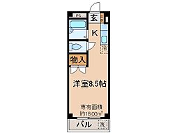 グレース上野 1Kの間取図画像