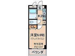 コンフォート桃山 1Kの間取図画像