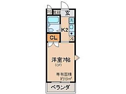 ニシオマンション 1Kの間取図画像