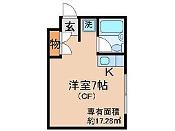 プレアール京都六地蔵 ワンルームの間取図画像