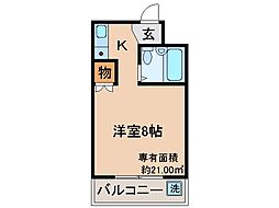 フォレスト山科 1Kの間取図画像