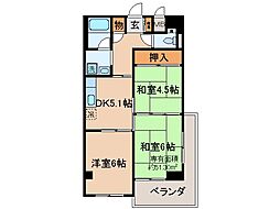 ヴィエント・だいご 3DKの間取図画像