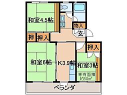 UR都市機構久御山団地44棟 3Kの間取図画像