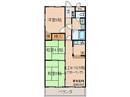 JR奈良線 黄檗駅 徒歩19分の賃貸マンション 3階3LDKの間取り