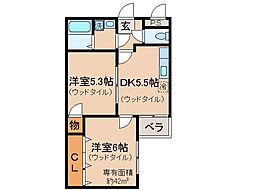 京阪本線 墨染駅 徒歩8分の賃貸マンション 2階2DKの間取り