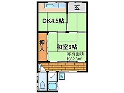京都地下鉄東西線 石田駅 徒歩4分の賃貸一戸建て 1階1DKの間取り