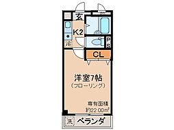 サンシーガル3 1Kの間取図画像