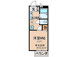 京阪本線 淀駅 徒歩1分の賃貸アパート 1階1Kの間取り
