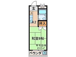 ハイツベルセイム 1Kの間取図画像