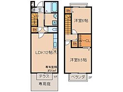 京都地下鉄東西線 醍醐駅 徒歩18分の賃貸アパート 1階2LDKの間取り