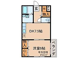 コーポ南城園 1DKの間取図画像