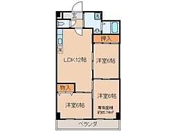 京阪京津線 四宮駅 徒歩13分の賃貸マンション 5階3LDKの間取り