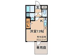 グランデコート大宅SOUTH ワンルームの間取図画像