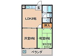VIP一言寺 2LDKの間取図画像