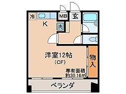 メルディアキューブ観月橋 ワンルームの間取図画像