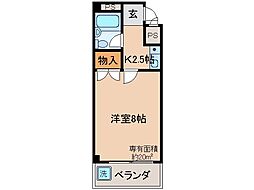 エスポワール川向 1Kの間取図画像