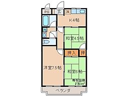 京都地下鉄東西線 椥辻駅 徒歩1分の賃貸マンション 5階3Kの間取り