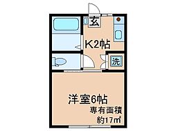 桃栄ハイツ 1Kの間取図画像