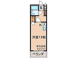 ジョイフルフォーチュン ワンルームの間取図画像