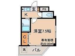 近鉄京都線 伊勢田駅 徒歩4分の賃貸マンション 3階1Kの間取り