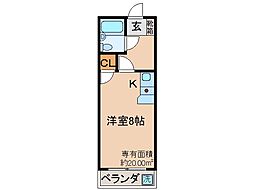 京阪宇治線 黄檗駅 徒歩12分の賃貸マンション 3階ワンルームの間取り