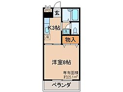 山科ガーデンハイツ 1Kの間取図画像