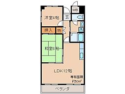 オークフラッツ 2LDKの間取図画像