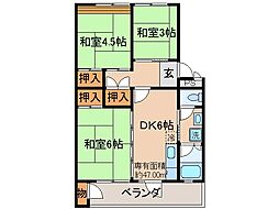 UR都市機構醍醐石田団地27棟 3DKの間取図画像