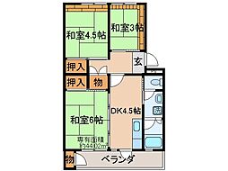 UR都市機構小栗栖北団地18号棟 3Kの間取図画像