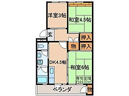 UR都市機構小栗栖北団地8号棟 3DKの間取図画像