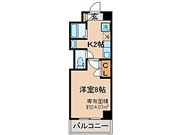 カシオペア 1Kの間取図画像