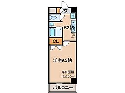 オードヴィー槇島 1Kの間取図画像