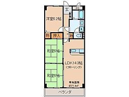 JR奈良線 木幡駅 徒歩3分の賃貸マンション 5階3LDKの間取り
