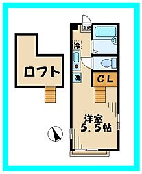JR南武線 中野島駅 徒歩6分の賃貸アパート 2階ワンルームの間取り