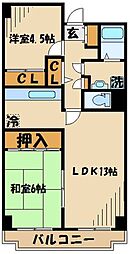 京王線 千歳烏山駅 徒歩12分の賃貸マンション 4階2LDKの間取り