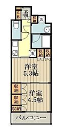 JR中央線 武蔵小金井駅 徒歩9分の賃貸マンション 5階1DKの間取り