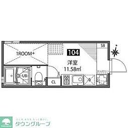 京王線 千歳烏山駅 徒歩11分の賃貸アパート 1階ワンルームの間取り